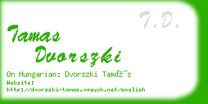 tamas dvorszki business card